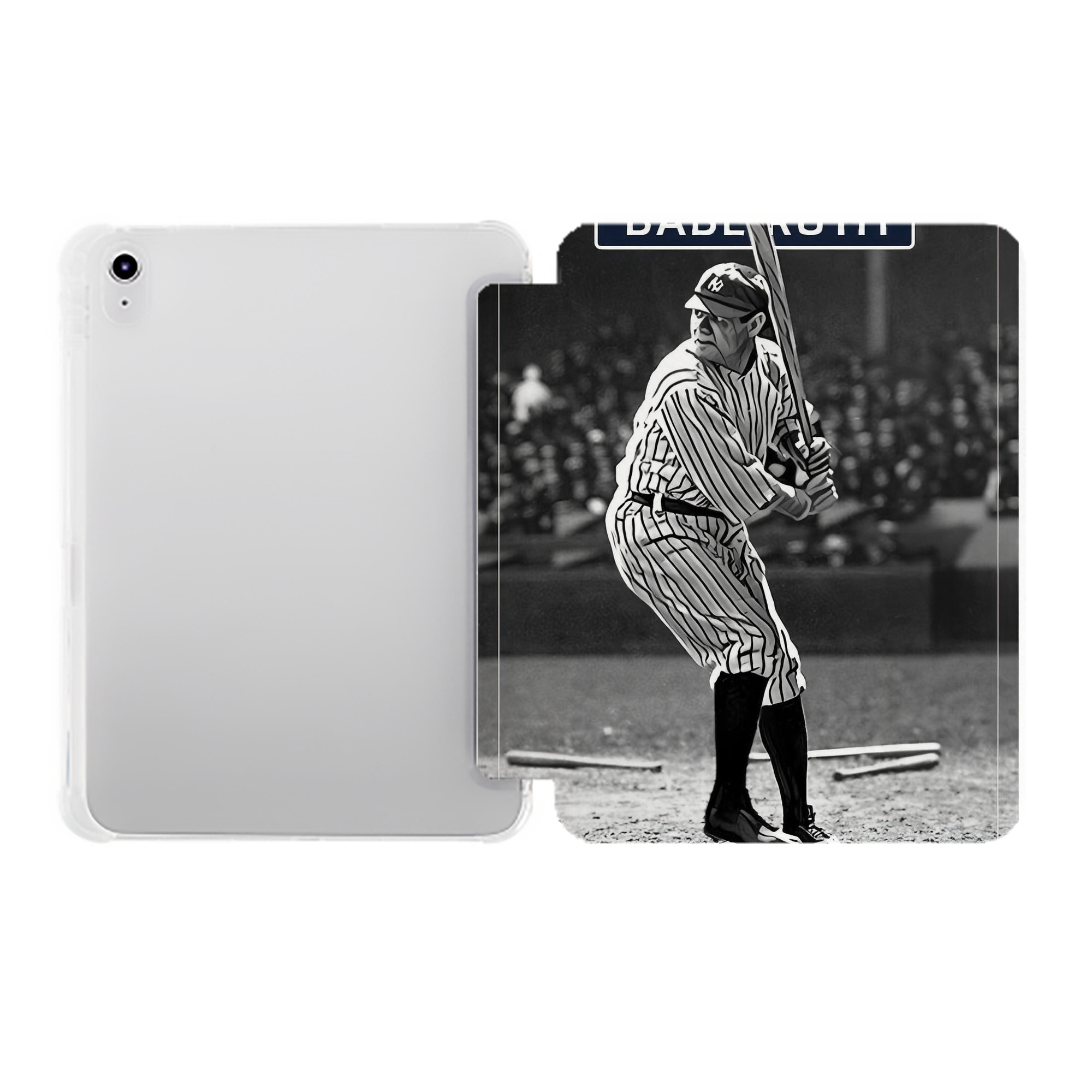 Babe Ruth 17 Premium Tri-Fold PU Leather & Silicone IPad Case With Pencil Slot – Fits 9.5,10.5,10.9 – Adjustable Stand, Slim, Protective